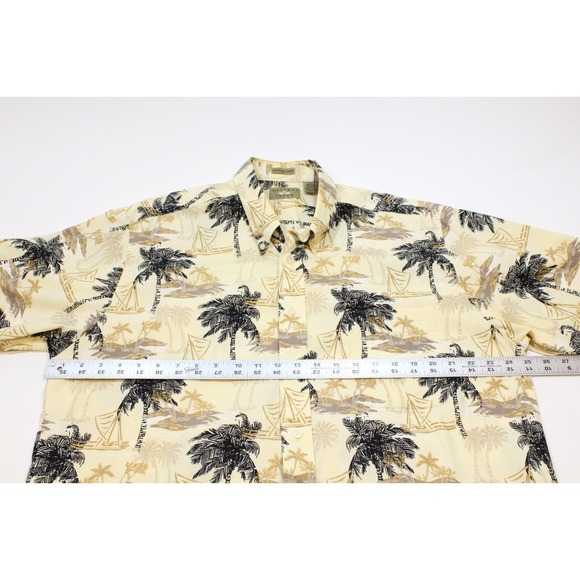 Natural Issue Mens Size L Button Up Hawaiian Short Sleeve Aloha Shirt Palm Trees - Picture 4 of 8